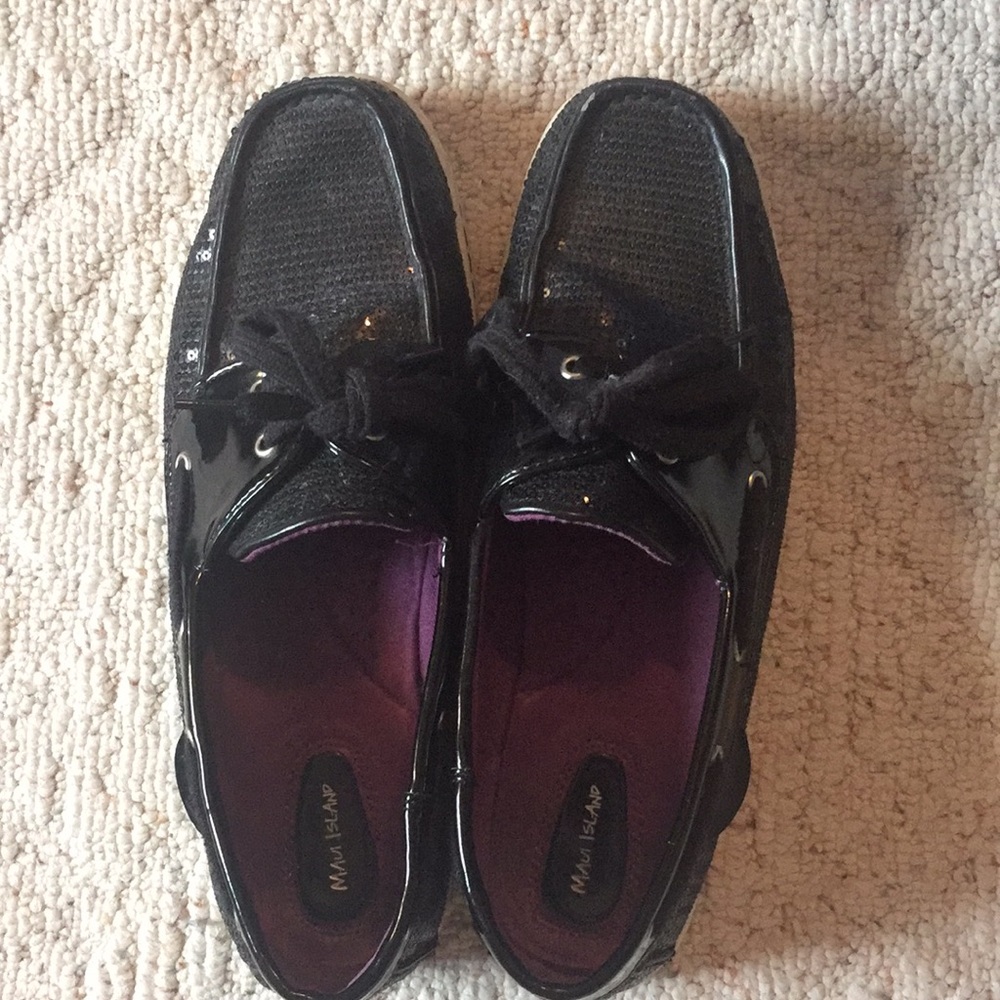 Black sequined top siders
